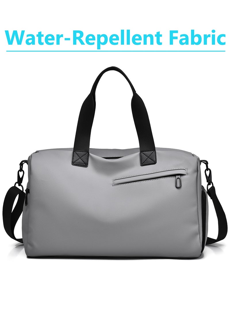 Qiccijoo Travel Duffel Bag Sports Gym Bag Carry on Bag with Shoes Compartment and Wet Pocket for Men Women,35L Weekend Overnight Luggage Bag Tote Bag for Yoga,Swimming,Dance(Grey) - Image 5